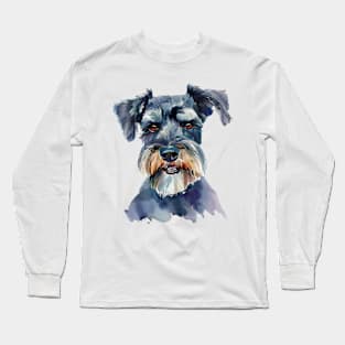 Miniature Schnauzer Water Color Pop Art Design for Dog Lover Long Sleeve T-Shirt